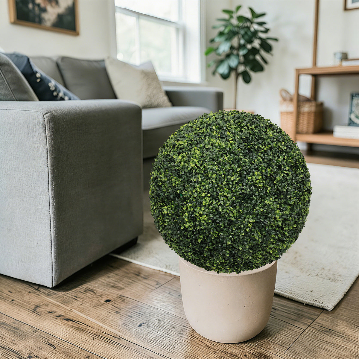 22.4IN dark Artificial Topiary Balls Outdoor Faux Boxwood Large Decorative - Image 4
