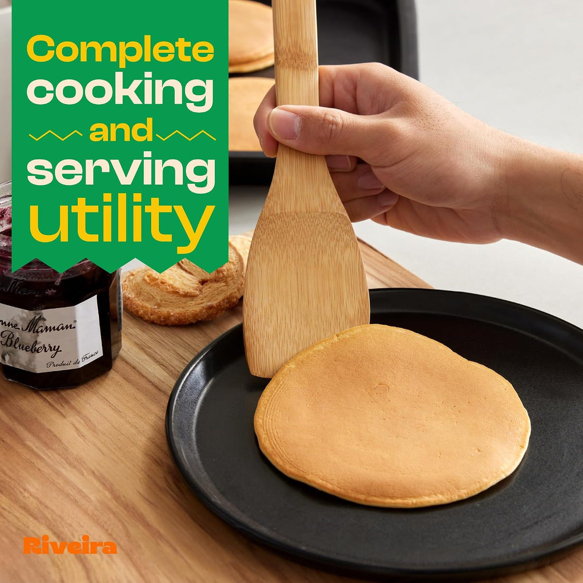Bamboo Cooking Spoons Piece Set Wooden Kitchen Utensils With Spatulas Durable - Additional View 5
