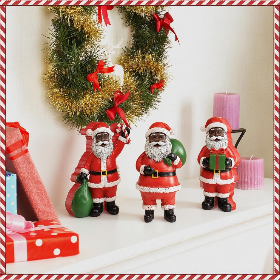 Wooden Figurine Table Decorations Black Santa Wooden African American Table - Image 3