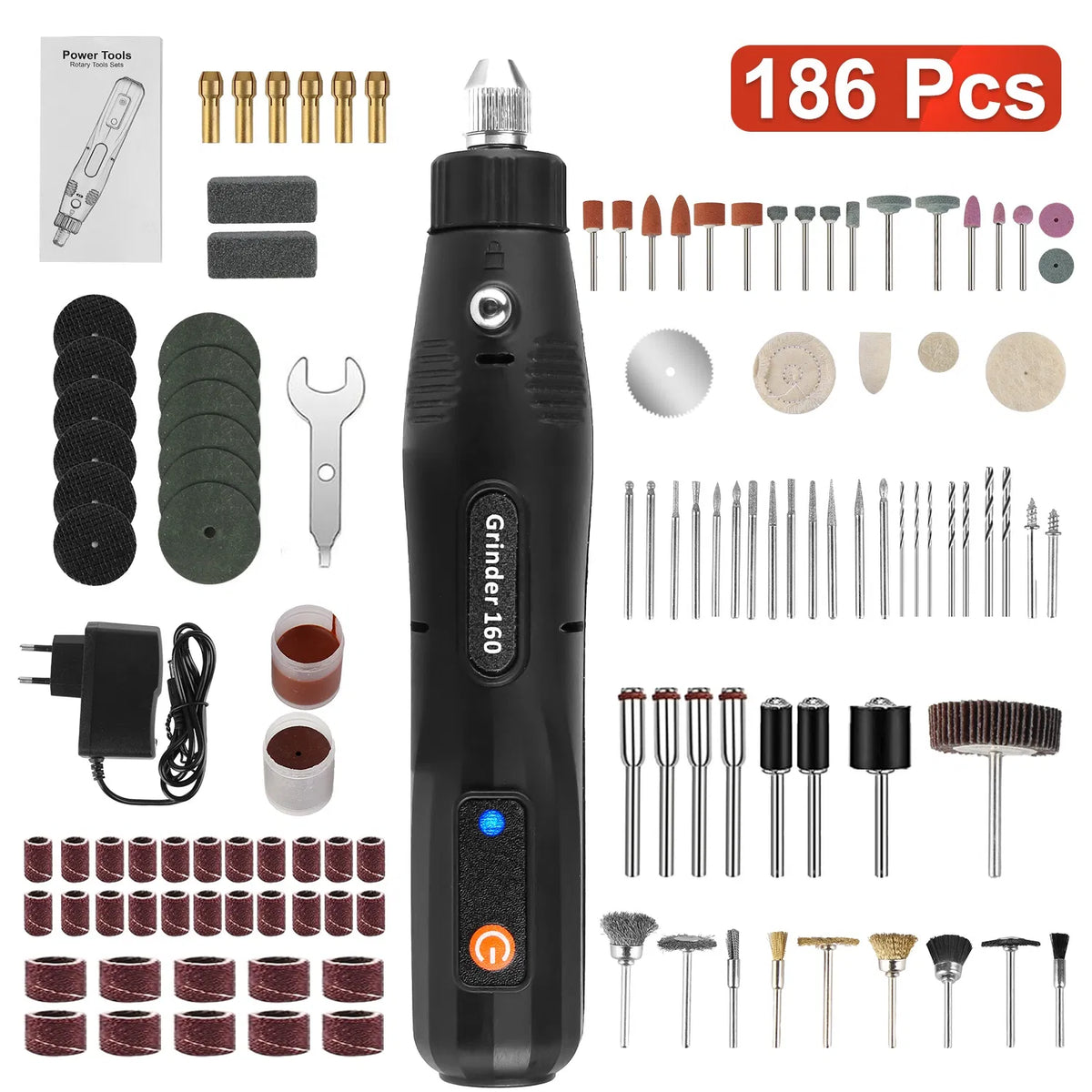 Mini Corded Rotary Power Tool Set of 186Pcs Electric Detail Sander Grinding Pen - Image 4
