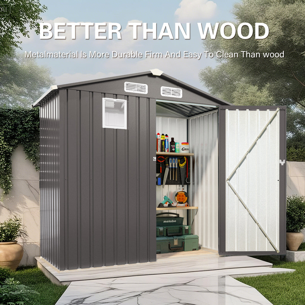 6x3.6 Gray Metal Outdoor Storage Shed