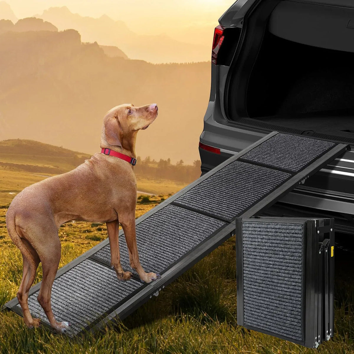 71" Long & 19" Wide Folding Dog Ramp for Car SUV & Truck Portable Pet Ramp - Image 4