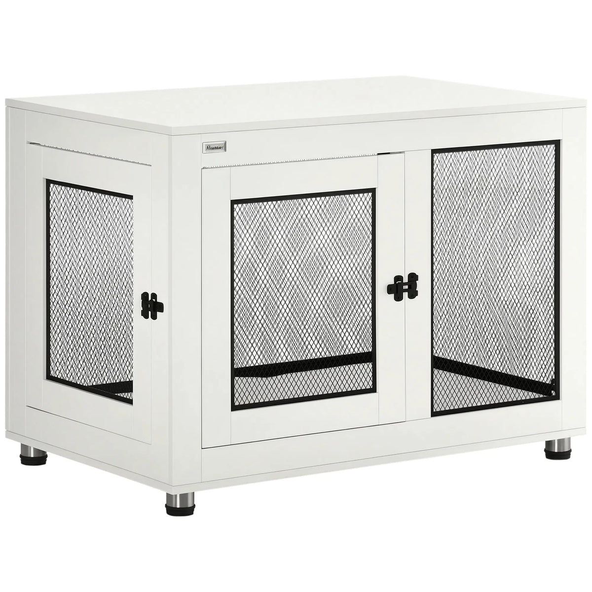 Pet Crate End Table with Water resistant Cushion or Large Medium Dogs White - Image 2