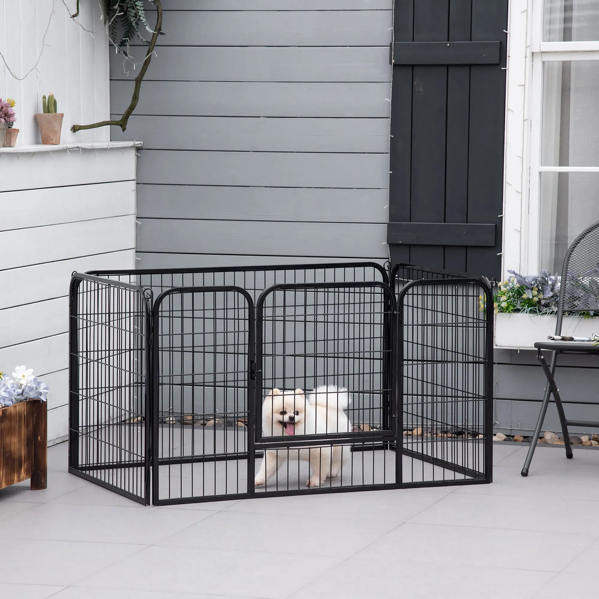 32"W 4 Panel Metal Dog Pen Exercise Pet Playpen Dog Indoor/Outdoor Fence Black - Image 5