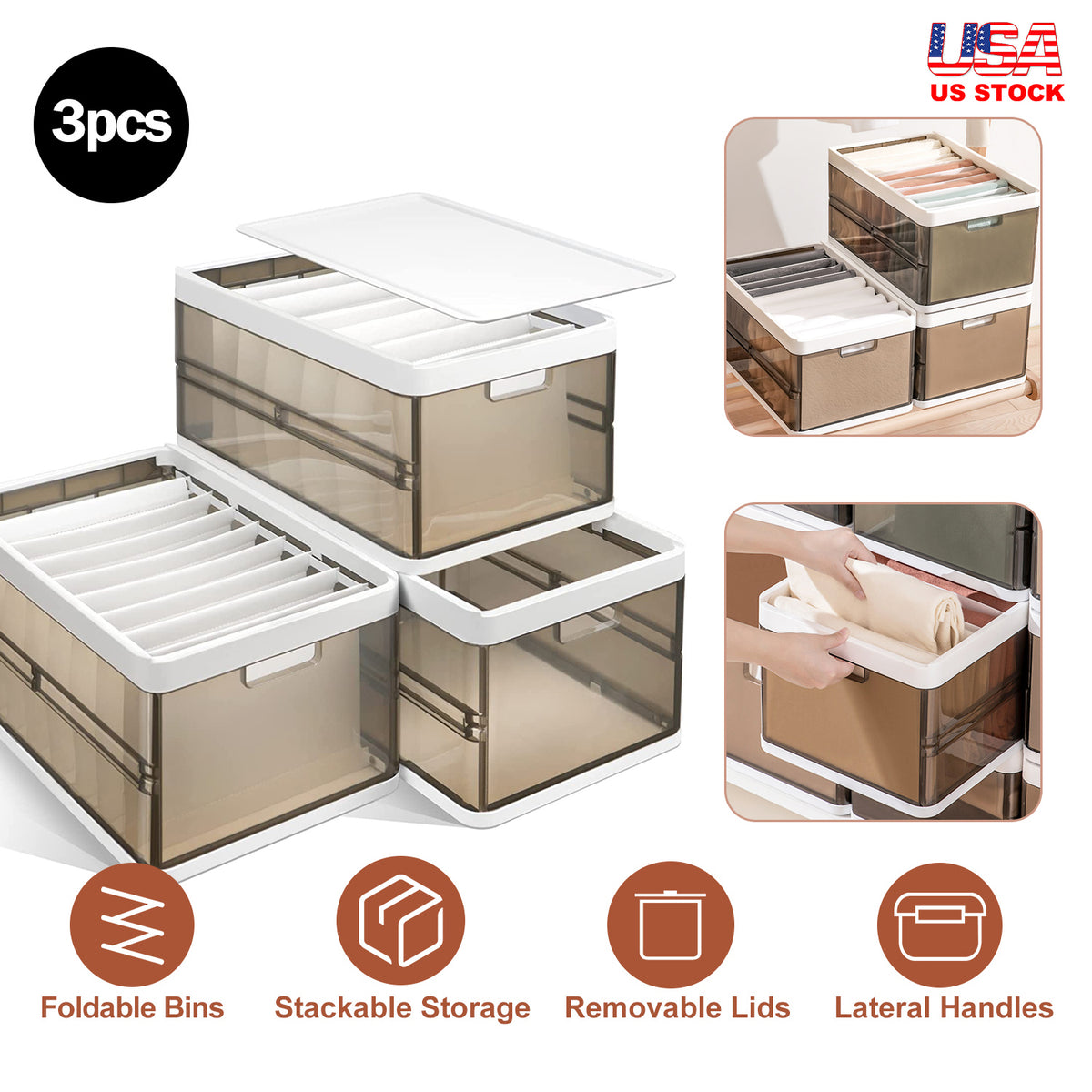 pack foldable storage bin with main view