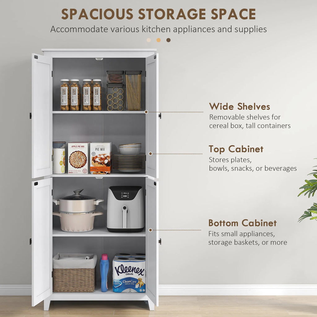 72" Freestanding Storage Cabinet Kitchen Pantry Cabinet with Doors and Shelves - Image 3