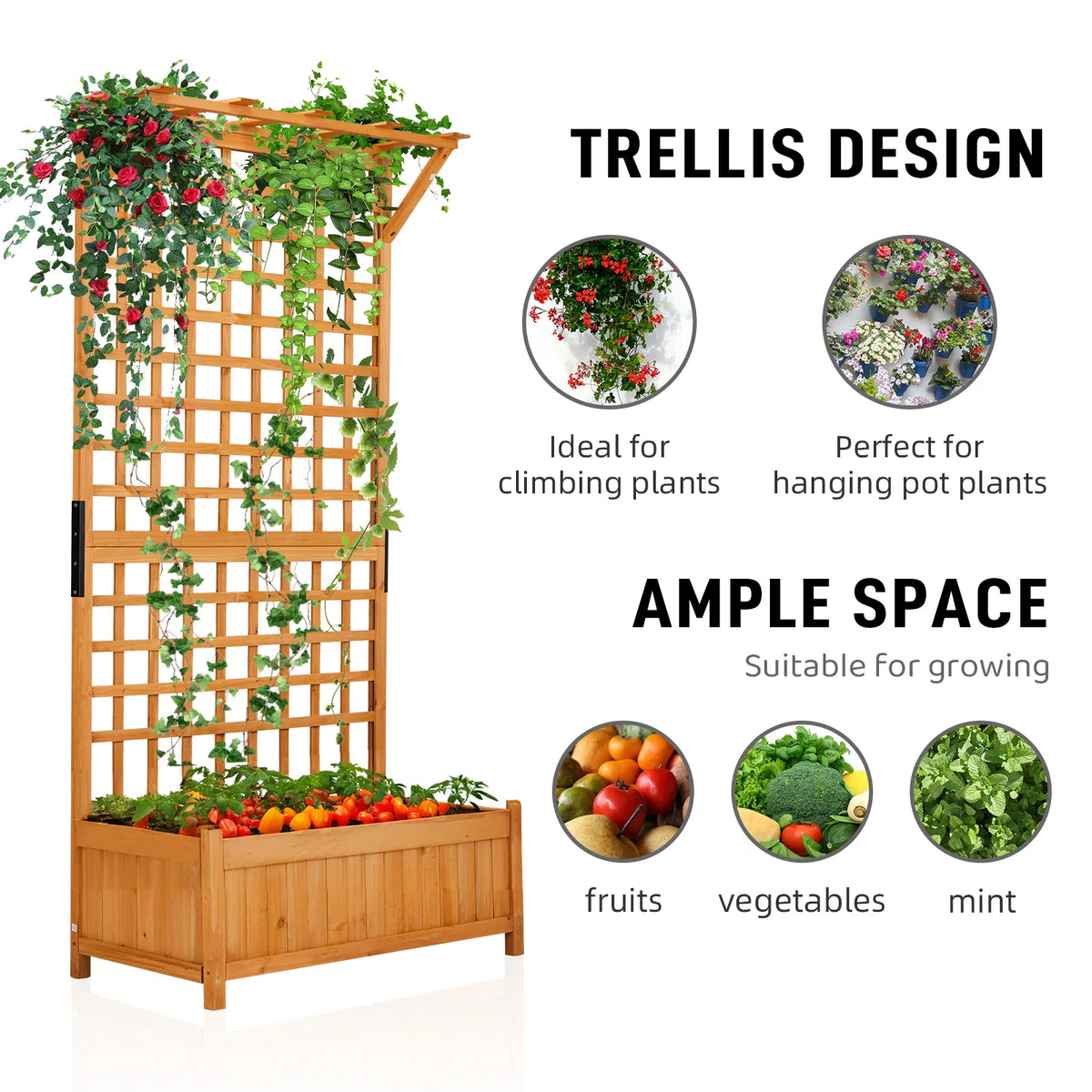 Garden Bed With Trellis 72 Inch Height Metal Planter Box - Image 3