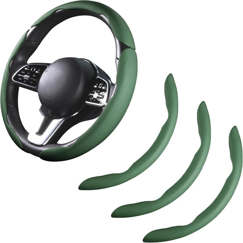 Car Steering Wheel Cover Leather Snap On 3pcs Set Non Slip Protector Wrap