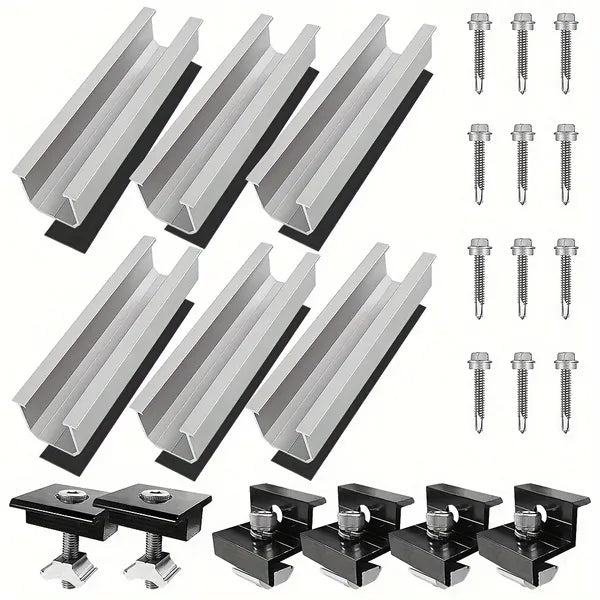 12cm U shaped Rail Solar Photovoltaic Bracket Silver Rail Six piece Set - Image 2
