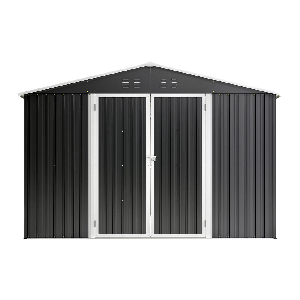 Outdoor Storage Shed 10x12 FT Utility Metal Tool Storage with Lockable Doors - Image 2