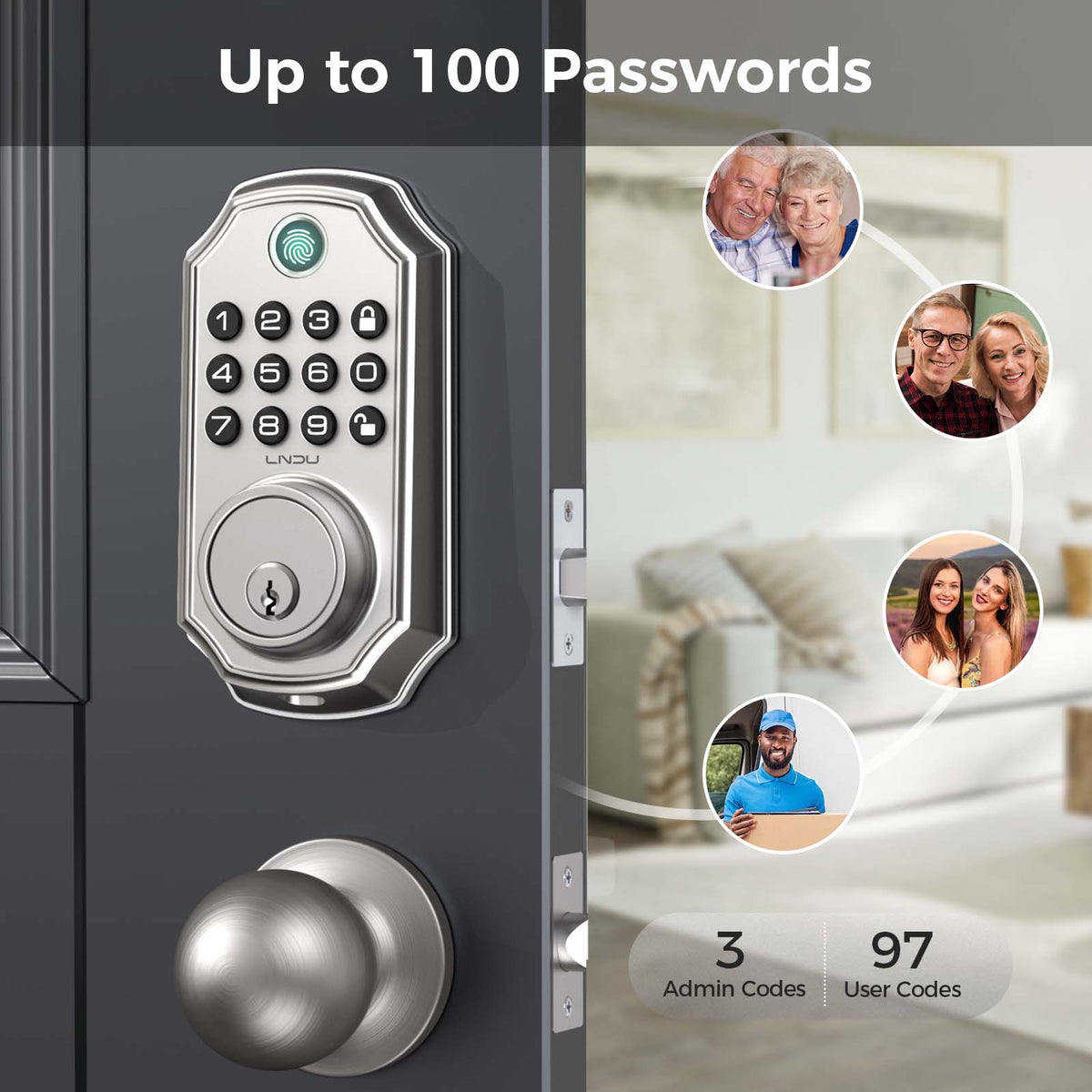 Keyless Entry Door Lock With Handle App Controlled Front Door Lock Set With