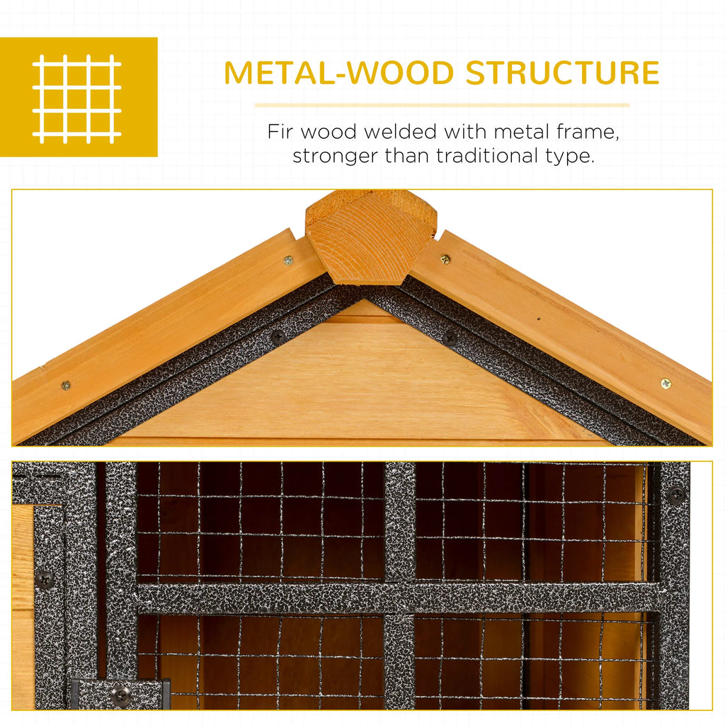 Wood Metal Large Rabbit Hutch Bunny Cage Pet House Small Animal Habitat with