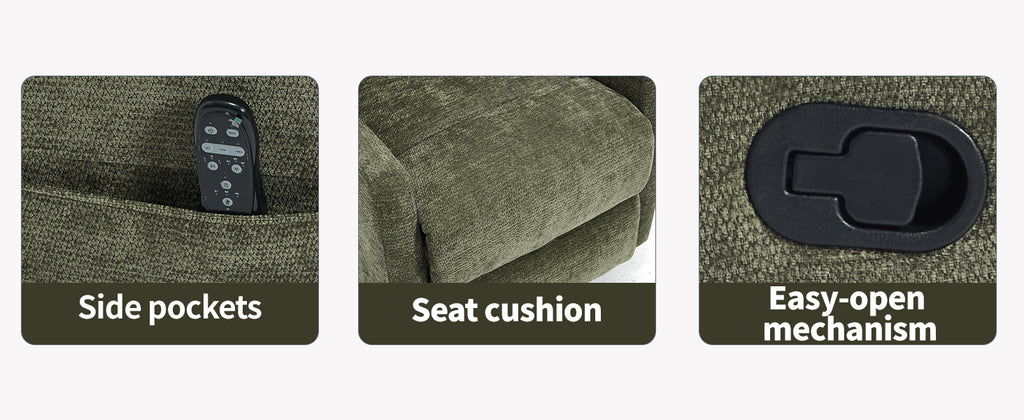Heat Massage Manual Recliner Chair with Rocker and Swivel in Fabric for Living - Image 2