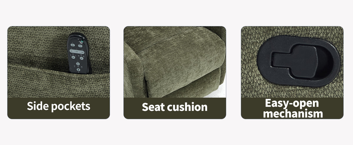 Heat Massage Manual Recliner Chair with Rocker and Swivel in Fabric for Living - Image 2