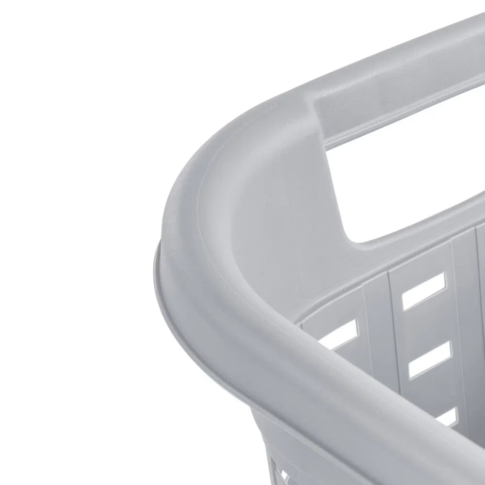 Weave Laundry Hamper with Lid Plastic Dcor Pattern and 2 Carry Handles Gray - Image 3
