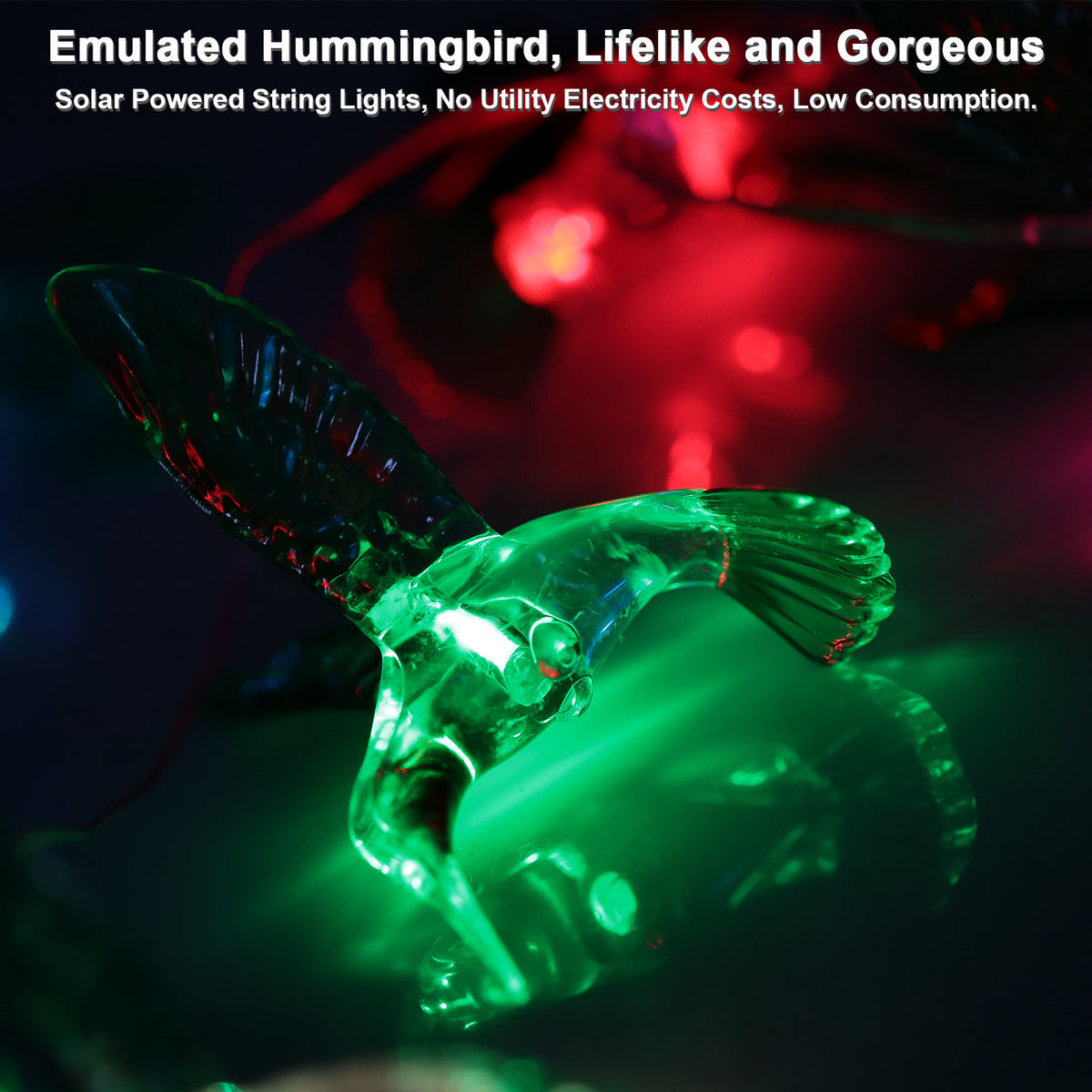 LED Solar Hummingbird Wind Chime For Spring Solar String Lights 6 LEDs - Image 5