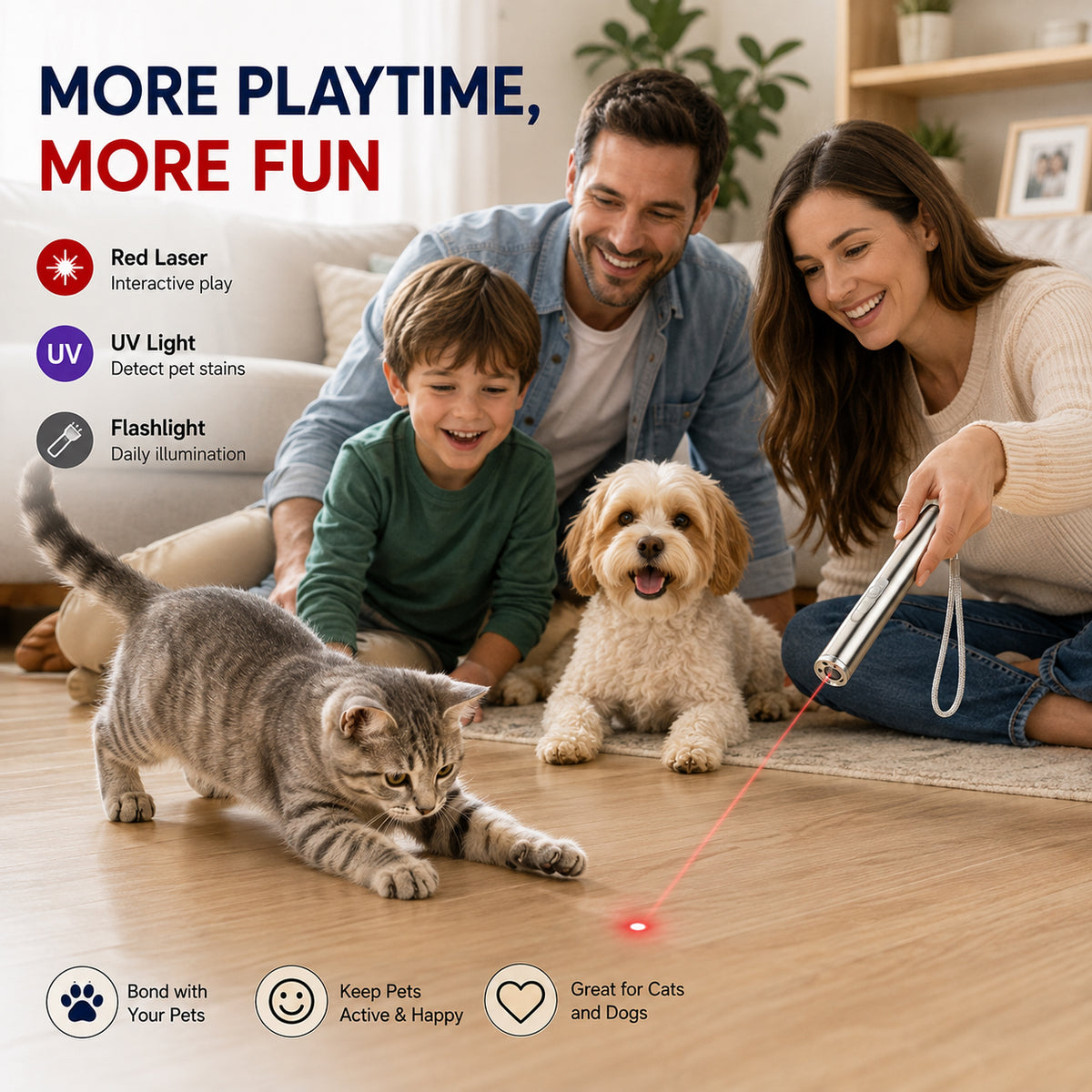 3 in 1 Pet Laser Pointer For Cats & Dogs Cat Laser Pointer USB Rechargeable - Image 5