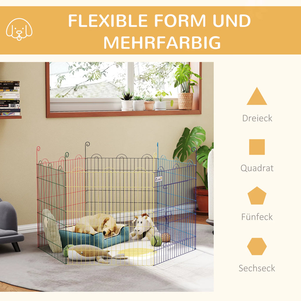 Metal Pet Playpen Portable Hexagon Dog Exercise Fence Multi colored - Image 5