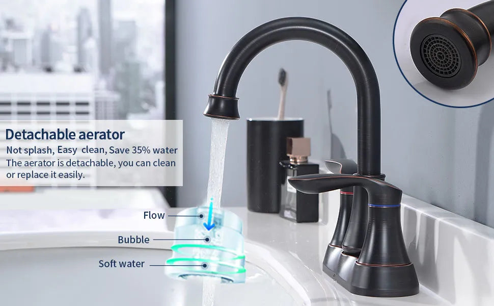 2 Handle 4 Inch Oil Rubbed Bronze Bathroom Faucet Bathroom Vanity Sink Faucets - Image 4
