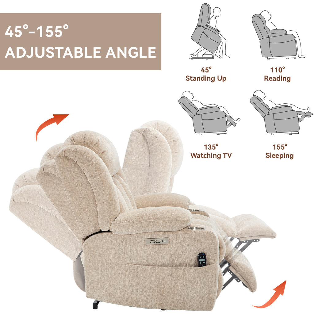 Up to 350 LBS Chenille Power Lift Recliner Chair Heavy Duty Motion Mechanism - Image 2