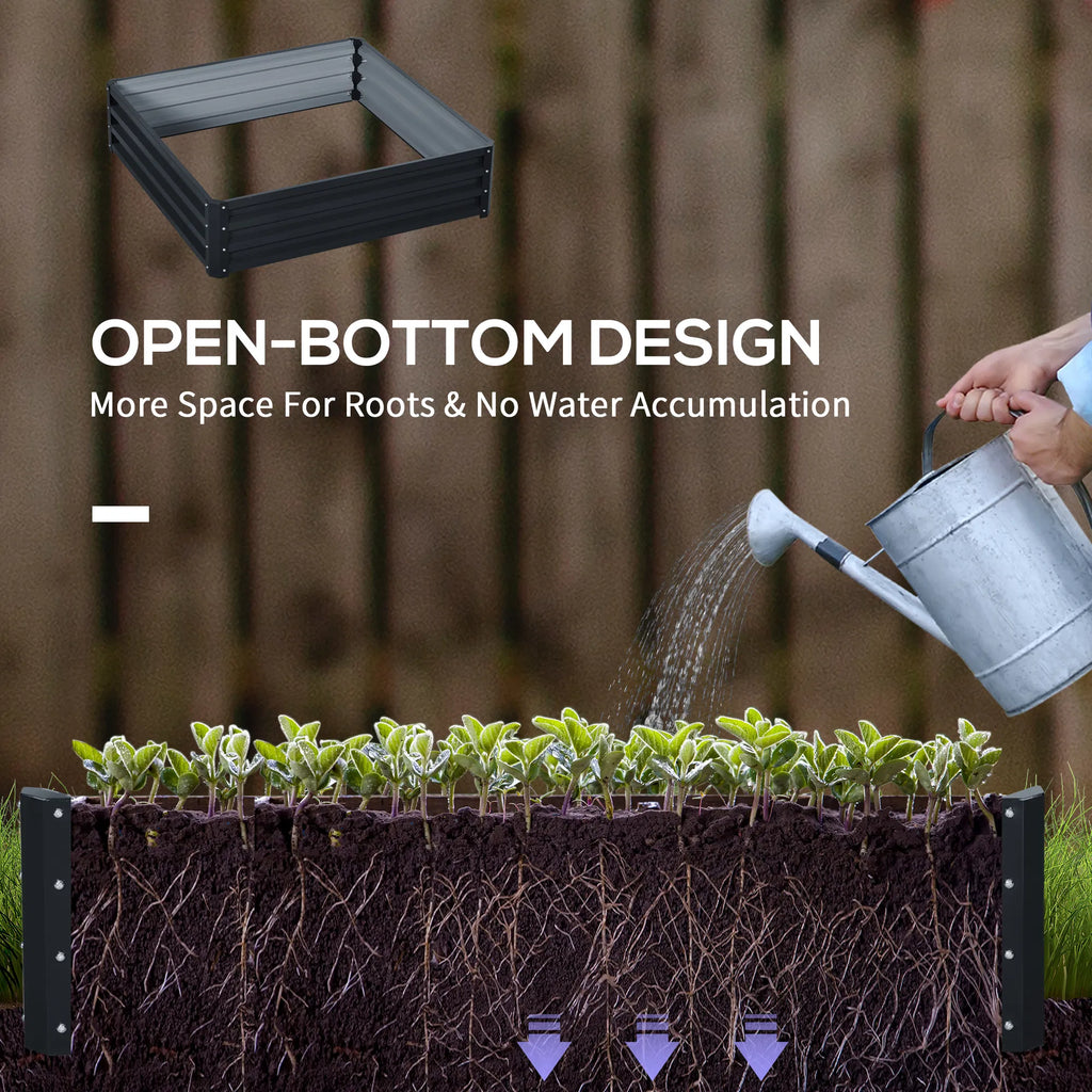 4' x 4' x 1' Raised Garden Bed Galvanized Steel Planter Box for Vegetables