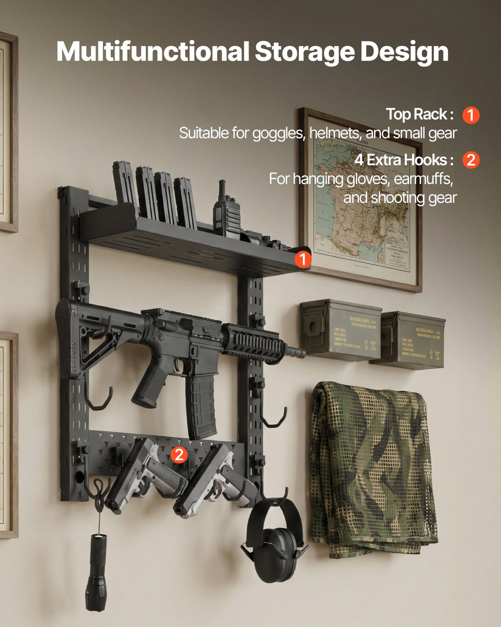 gun rack wall mount heavy dimensions and features