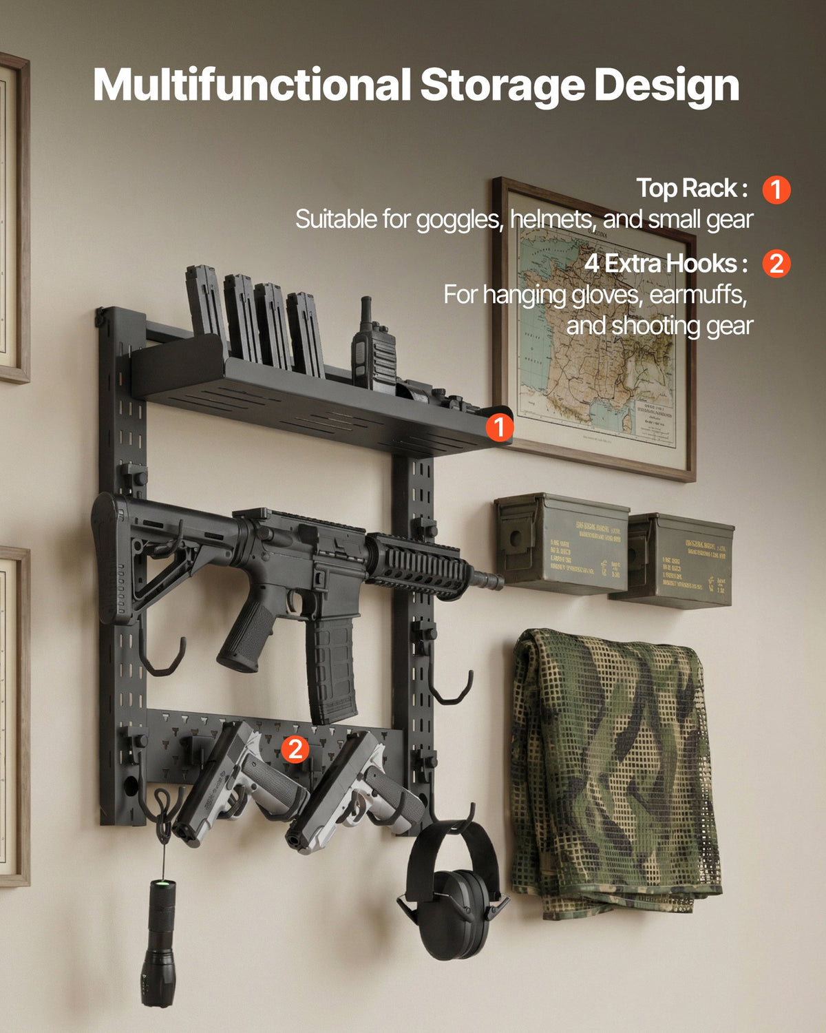 gun rack wall mount heavy dimensions and features