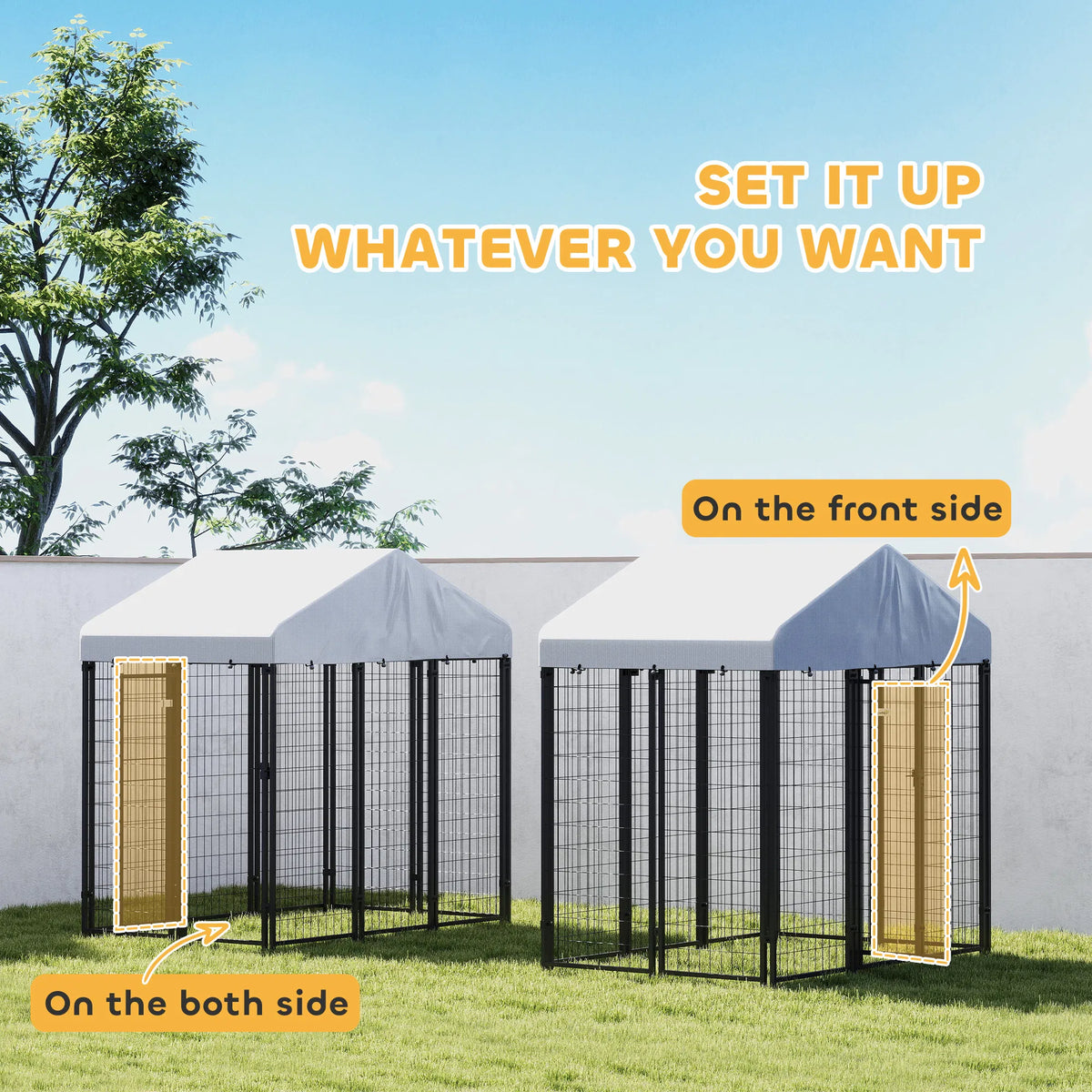 Outdoor Dog Kennel with Waterproof UV Resistant Cover 6 x 4 x 6 ft