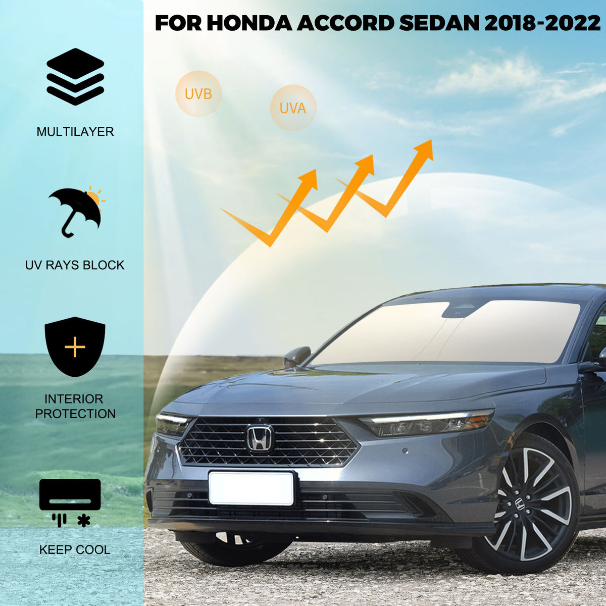 For 2018 2019 2022 Onda Accord Car Windshield Sun Shade Visor Foldable Cover - Image 2