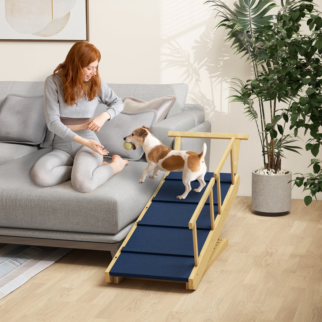 Dog Ramp Adjustable Height Pet Steps Foldable Dog Stairs with Non slip Mat - Image 3