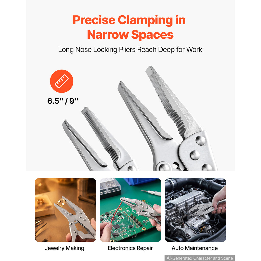 Locking Pliers Set 5 Piece Pliers Tool Set Nickel Plated Carbon Steel Hand - Image 3