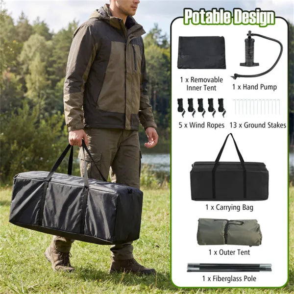 inflatable family glamping tent with detail and structure