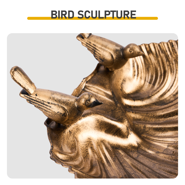 50x36x81cm Antique Bronze Resin Bird Bath With Shell Edge & 1.4W Solar Fountain - Image 5