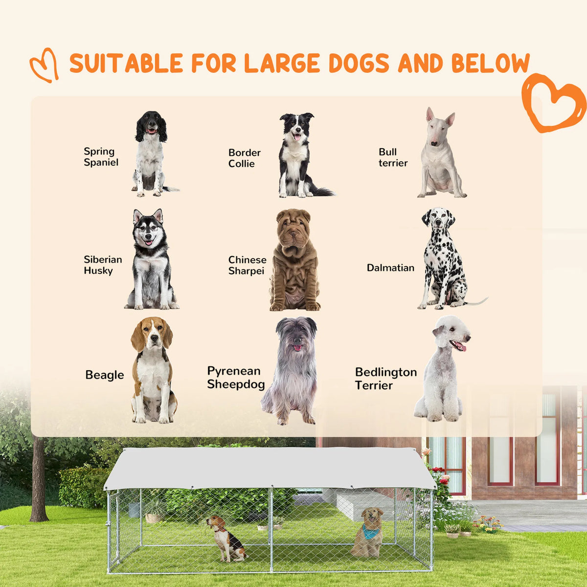 13.1' x 7.5' x 4.9' Outdoor Dog Kennel Dog Run with Waterproof UV Resistant