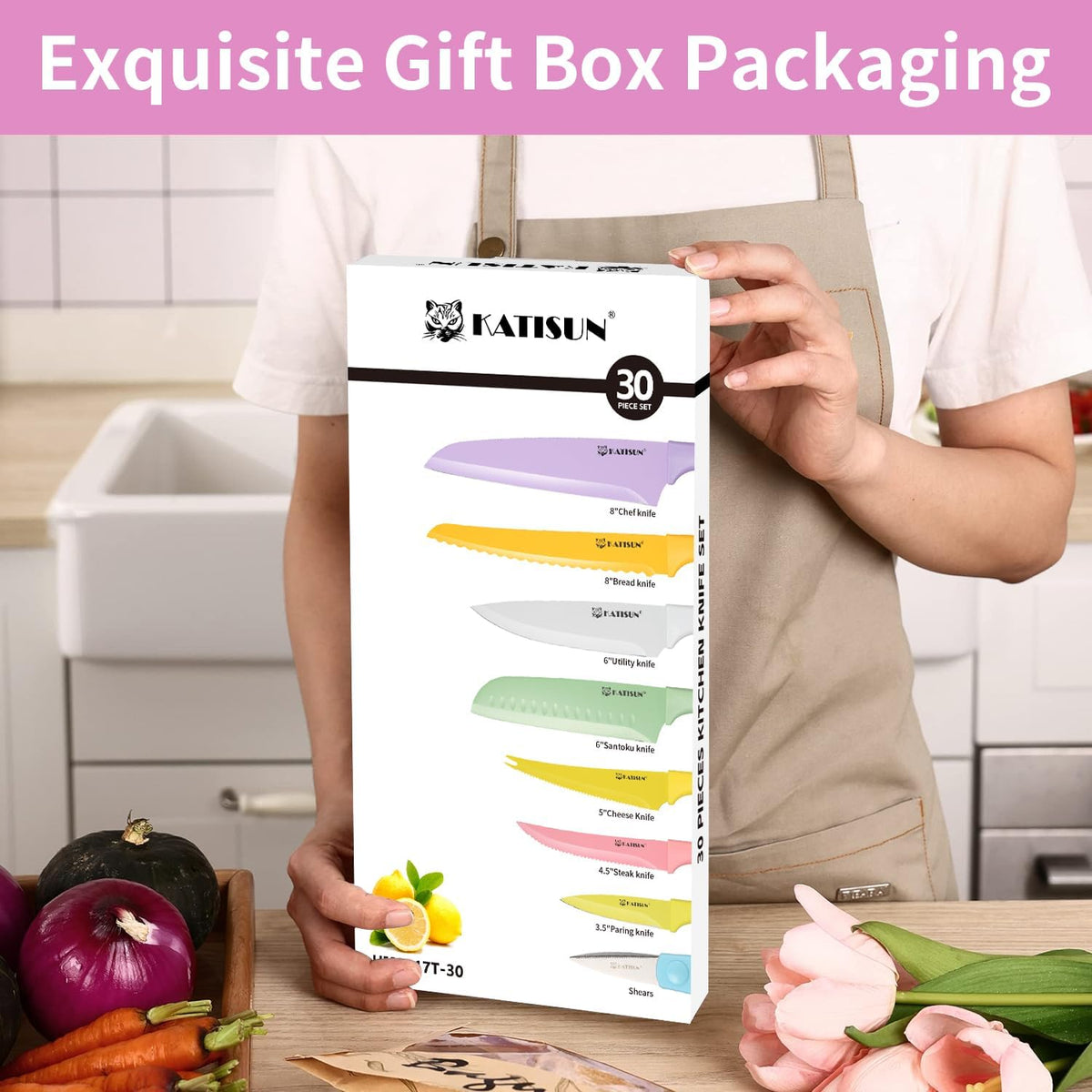 30 Piece Knife Set With Kitchen Cutting Board - Image 3