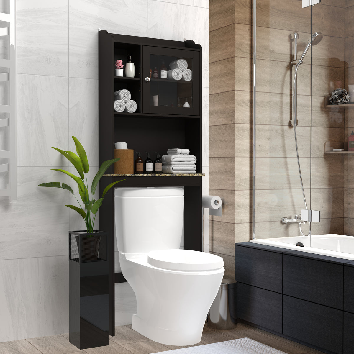 Espresso Over-the-Toilet Bathroom Storage Cabinet