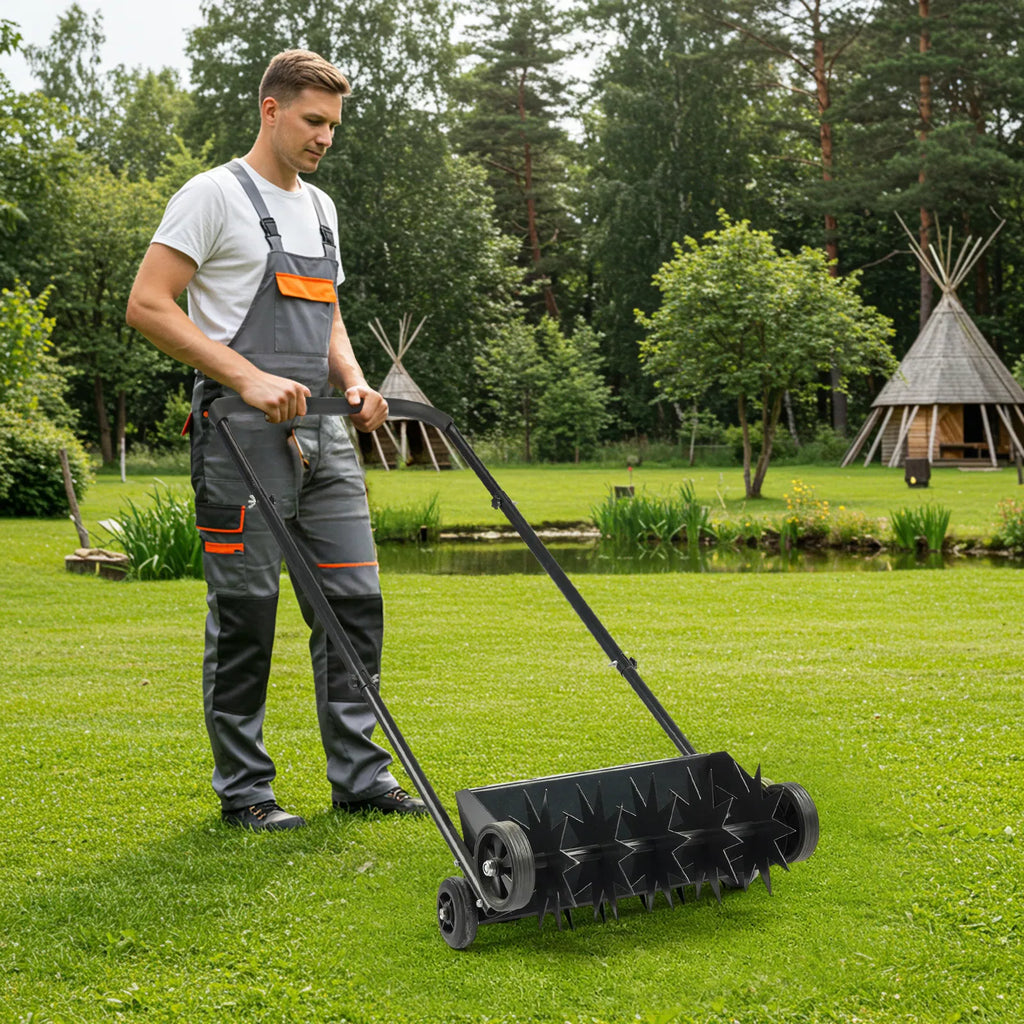 19in Push Spike Aerator Heavy Duty Rolling Lawn Aerator Rotary Spike Lawn - Image 2