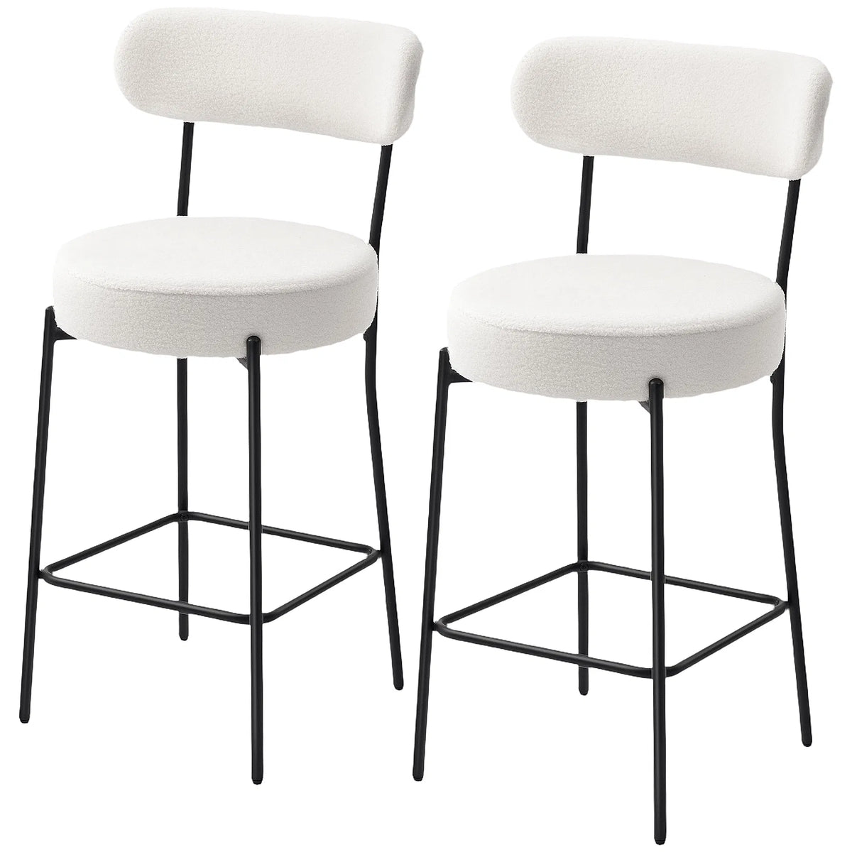 Set of 2 Barstools Upholstered Bar Stools with Backrest Footrest for Kitchen - Image 4