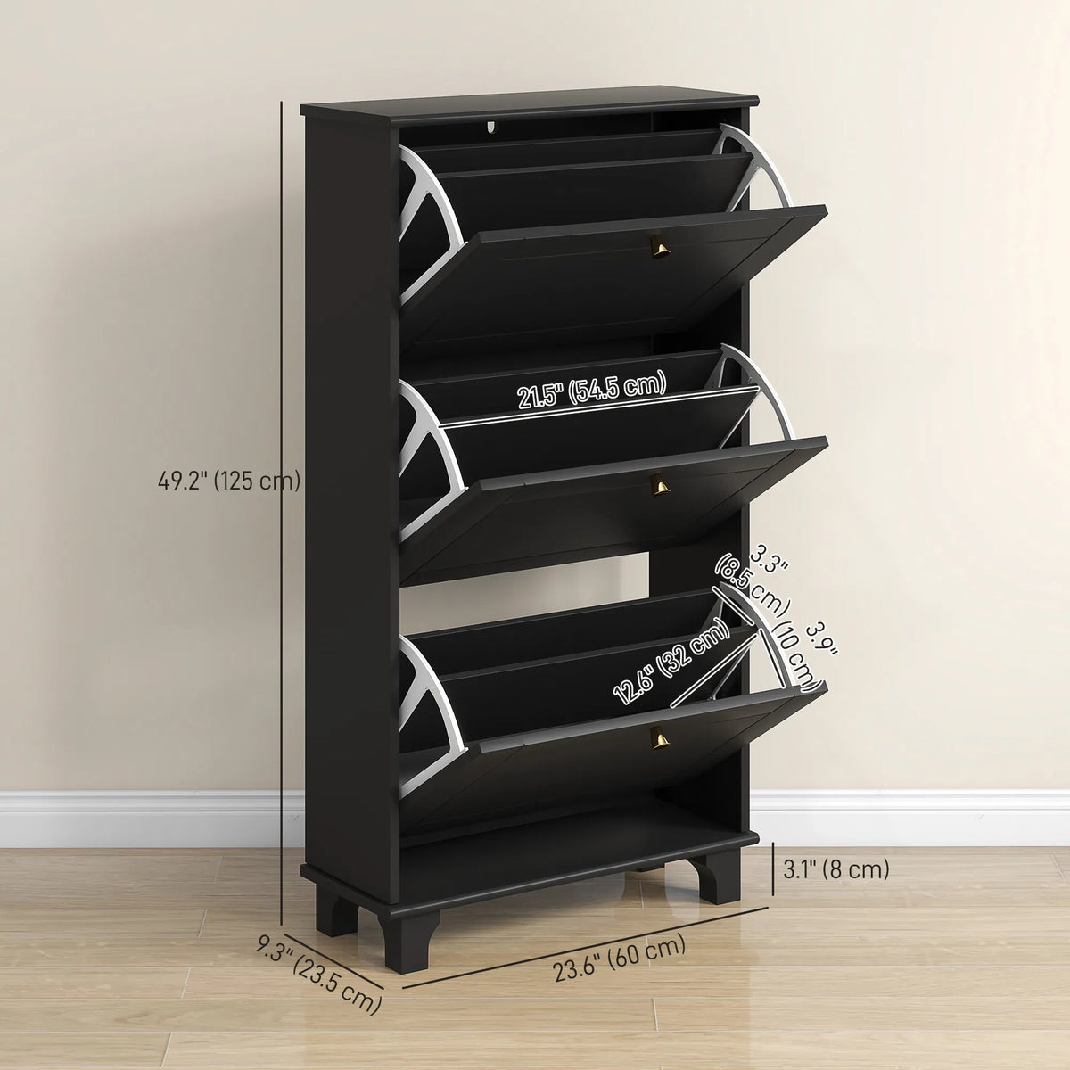 Narrow Shoe Storage with 3 Flip Drawers and Adjustable Shelves Shoe Cabinet - Image 3
