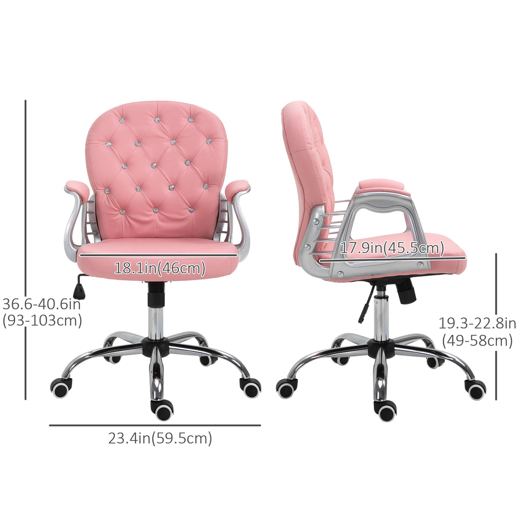 Office Chair Computer Desk Chair with Adjustable Height and Tufted Back Pink - Image 5
