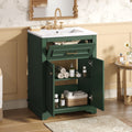 24-Inch Green Bathroom Vanity with Integrated Ceramic Sink