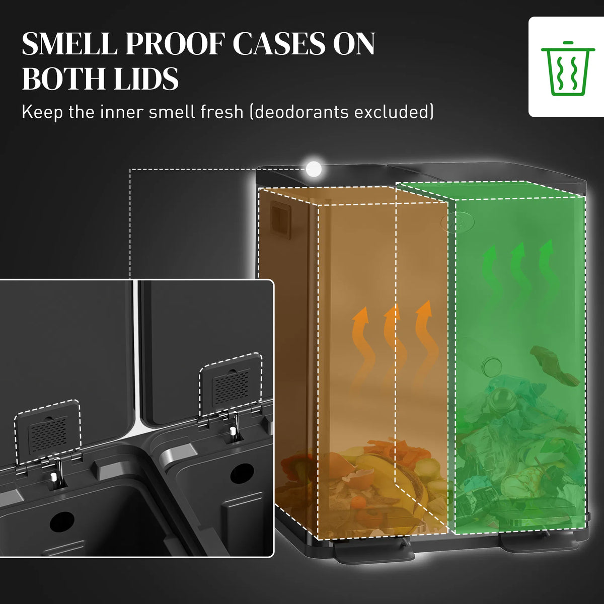 Dual Garbage Bin Soft Close Trash Can with Foot Pedal 2 x 20 Liter Garbage - Image 3