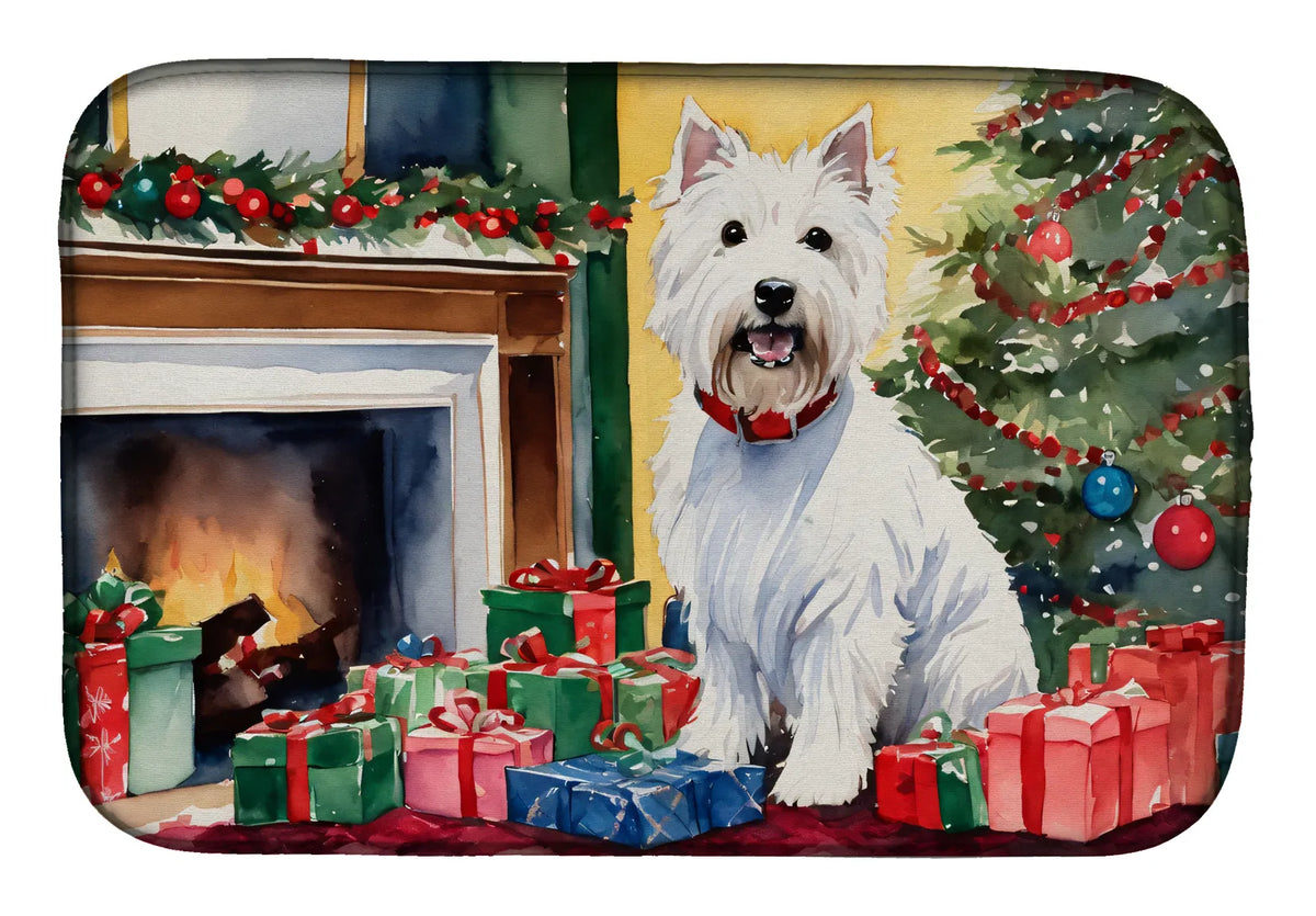 Westie Cozy Christmas Dish Drying Mat Absorbent Dish Drying Mat Pad for Kitchen - Image 2