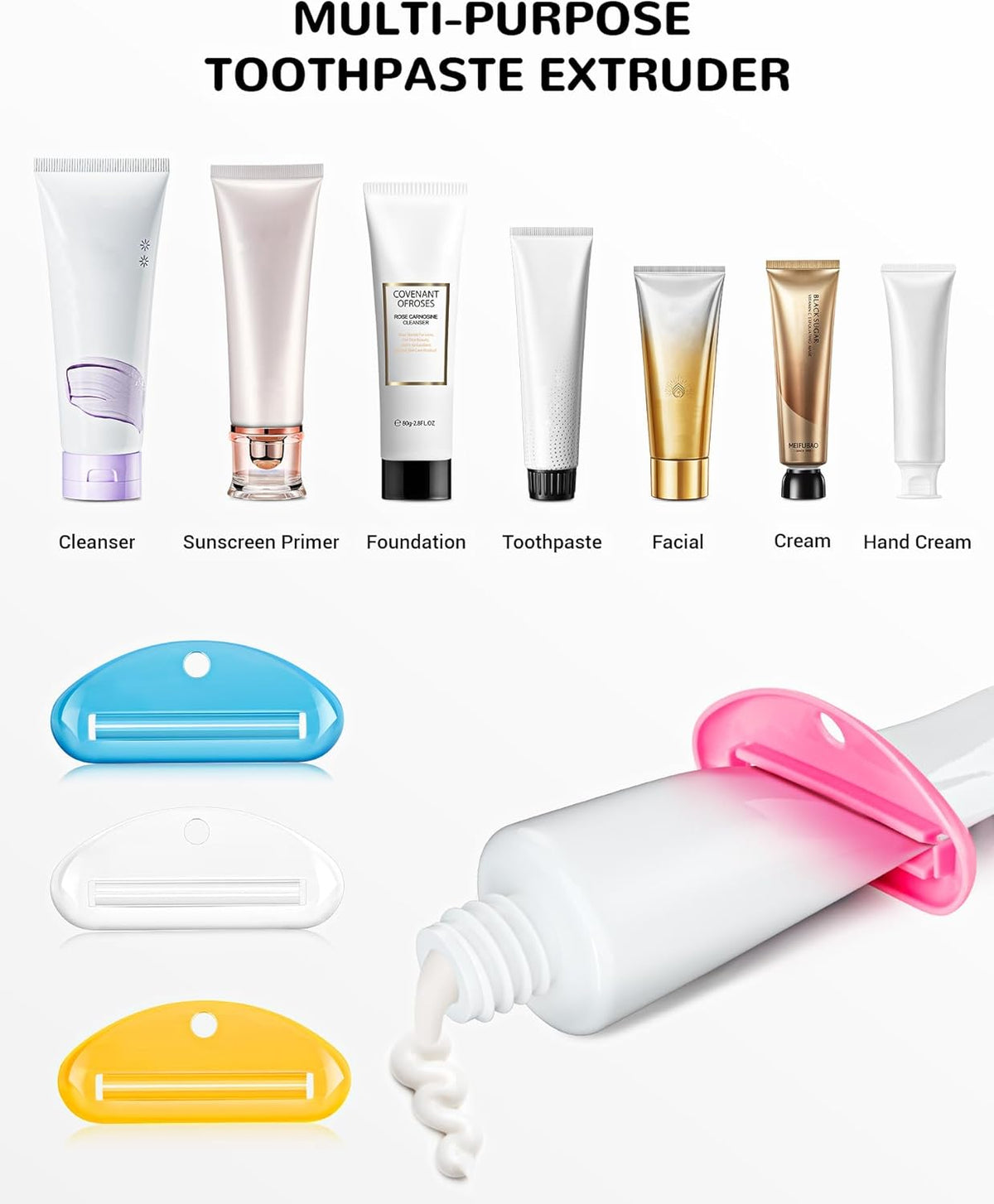 4pcs toothpaste squeezer colorful plastic in use lifestyle