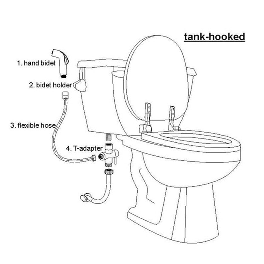 Toilet Shattaf Adapter Hose Bidet Spray Stainless Steel Handheld Shower Head US - Image 2