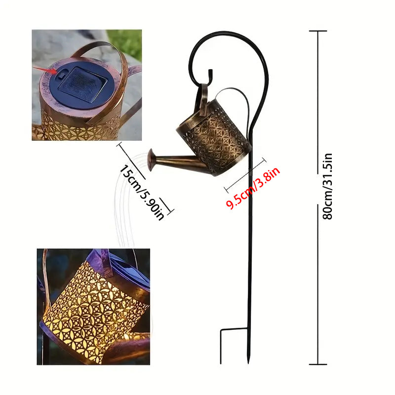 1 2pcs Watering Can Lights Copper Solar Garden Lights For Outdoor Pathway Yard - Image 2