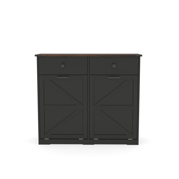 Farmhouse Black Double Tilt Out Trash Cabinet For 20 Gallon Cans Free - Image 7