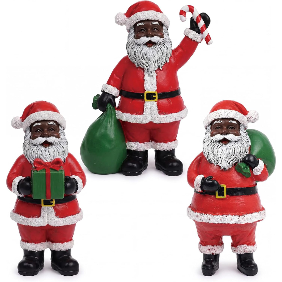 Wooden Figurine Table Decorations Black Santa Wooden African American Table - Image 5