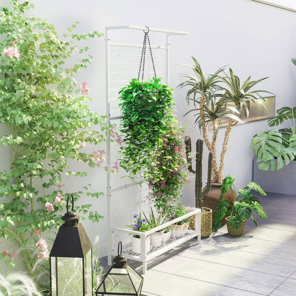 Metal Tall Plant Stand With Trellis And Hanging Bar Holder For Indoor Outdoor - Additional Product View 5