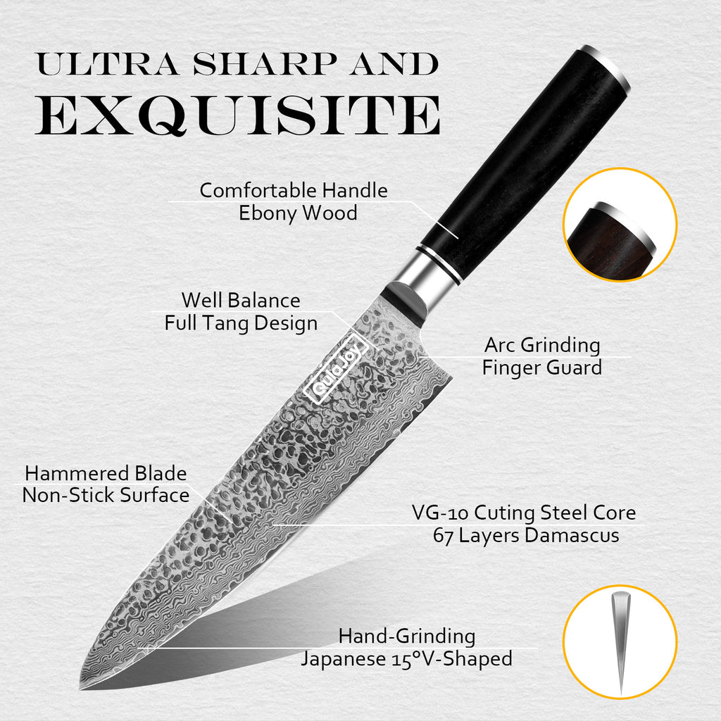 Qulajoy 7 Inch Santoku Knife Ultra Sharp Japanese 67 Layers Damascus VG 10 - Image 2